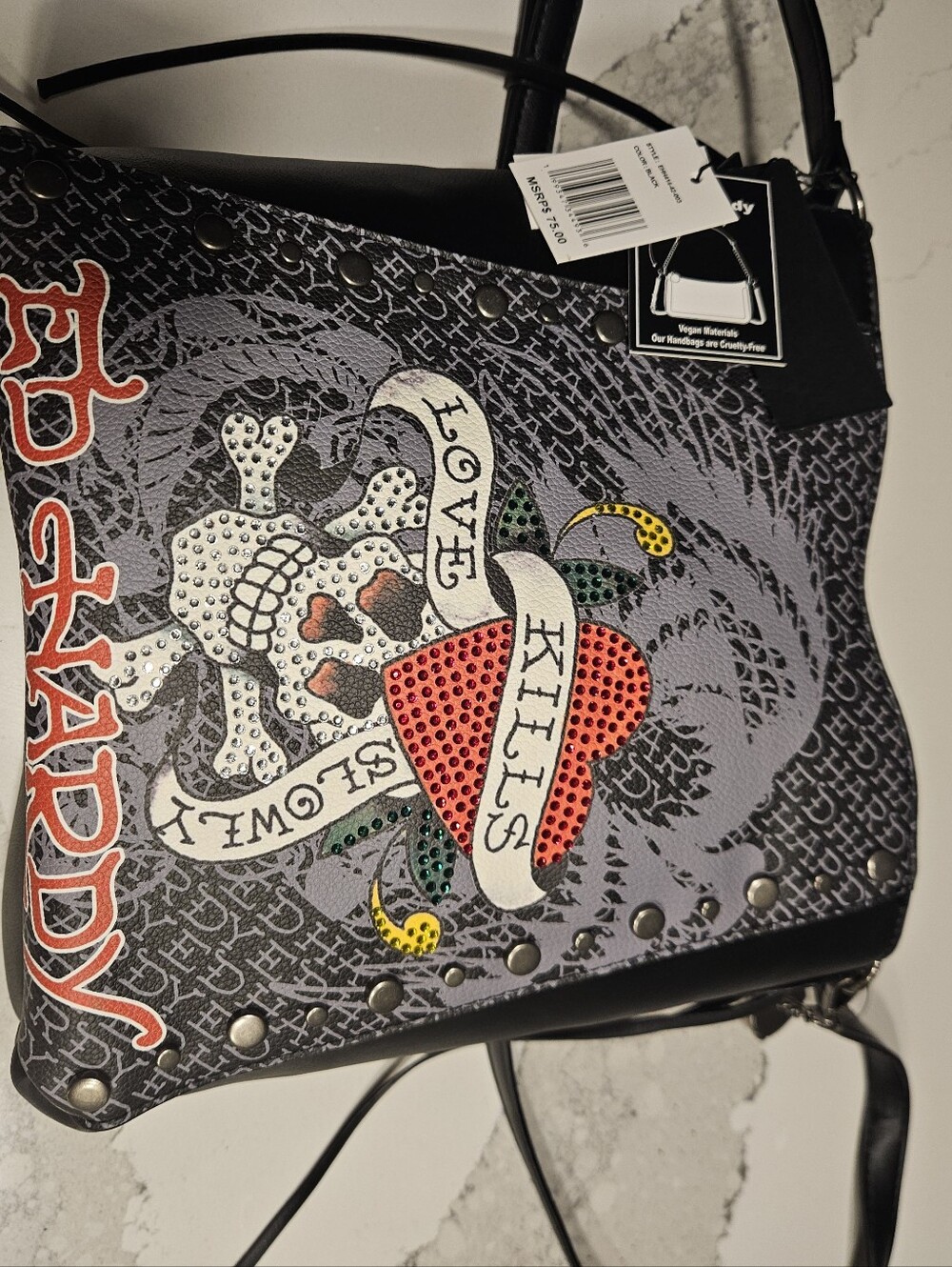 NEW Ed Hardy Black Crossbody Bag